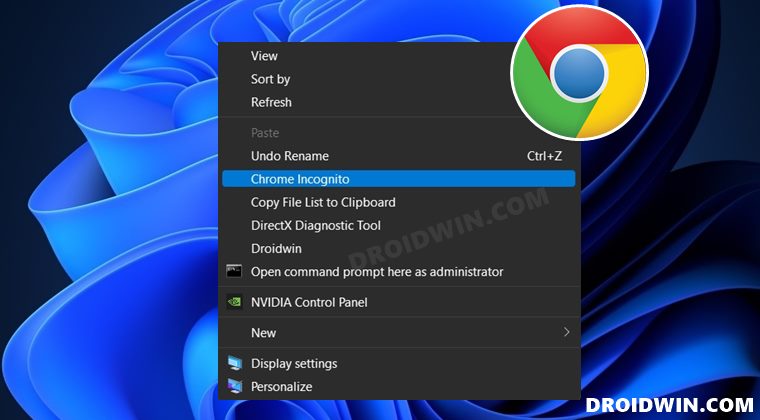 Add Chrome Incognito Mode Shortcut in Windows 11 Right Click Menu - 76