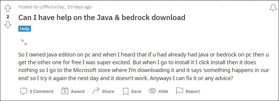 Cannot Redeem Minecraft Java Edition