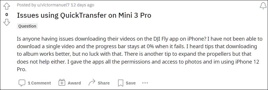DJI Mini 3 Pro Quick Transfer Not Working 