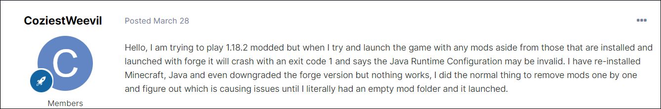 Minecraft crashing Exit code -1 Forge Mods