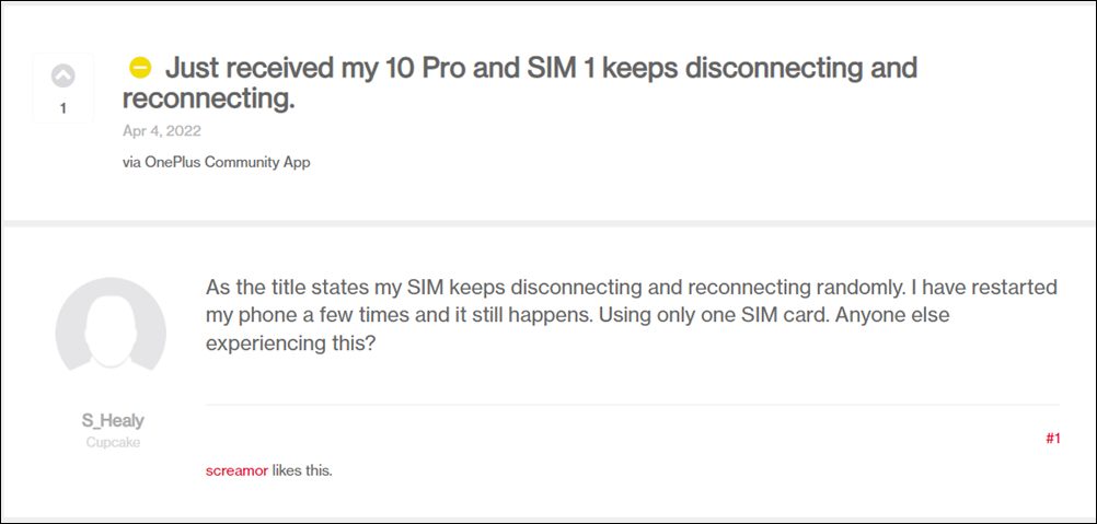 SIM Disconnecting on OnePlus 10 Pro