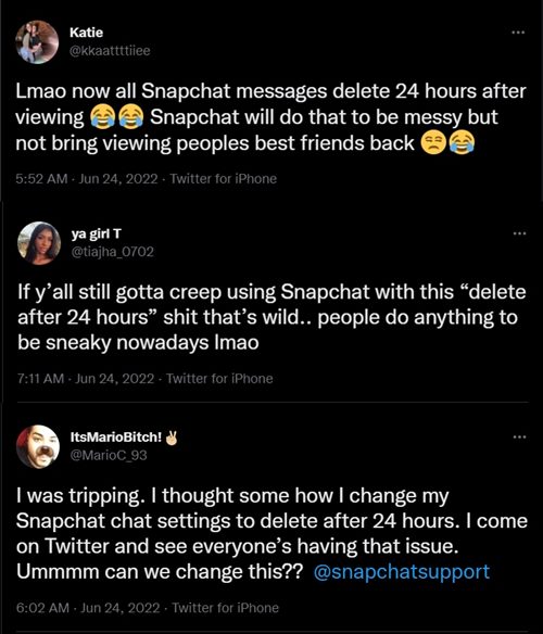 Snapchat messages getting deleted only after 24 hours