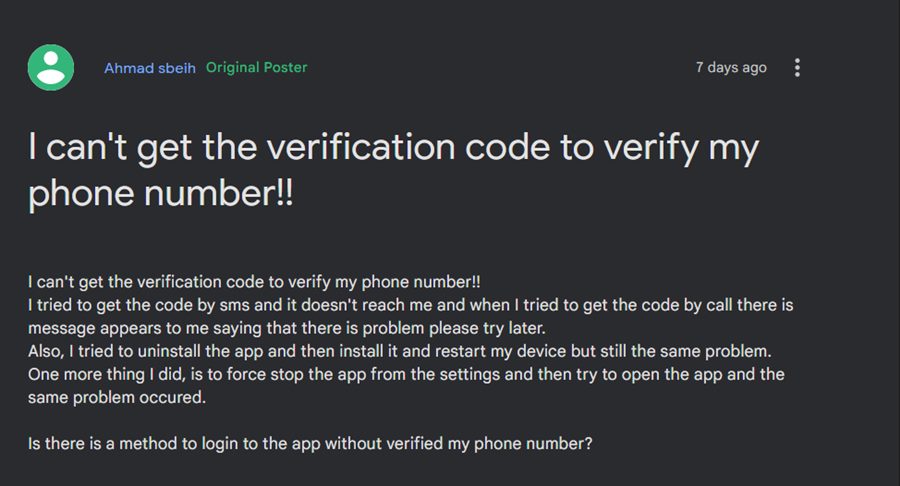 Google Duo Phone Number Verification error