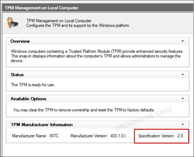 Check the TPM Version in Windows