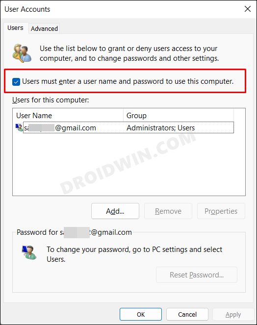 Users must enter a username and password Missing
