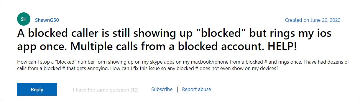 Skype Message makes iPhone ring blocked numbers