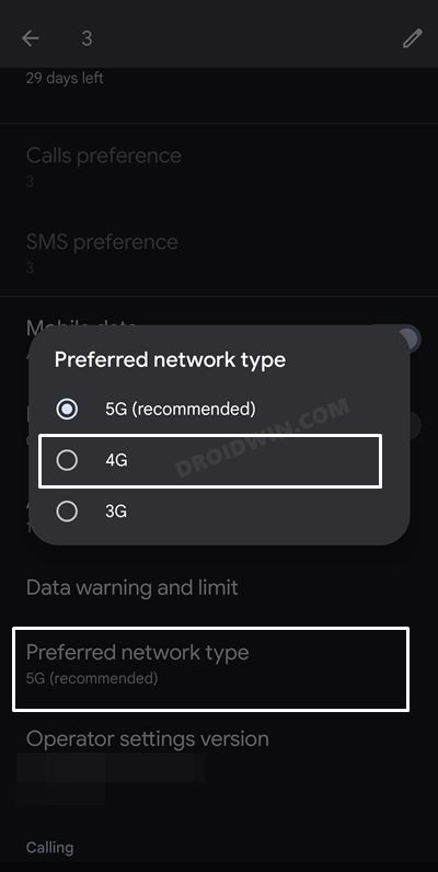disable 5g blocked by carrier
