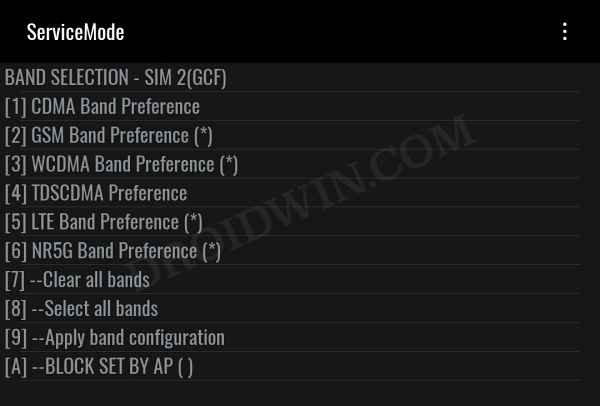 Enable Band Selection Mode in Samsung