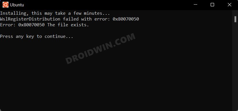 Error 0x80070050 File Already Exists