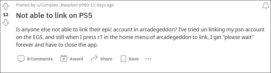 Arcadegeddon Cannot Link Epic Games account on PlayStation