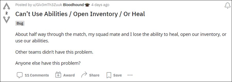 Cannot Heal Use Abilities Open Inventory in Apex Legends