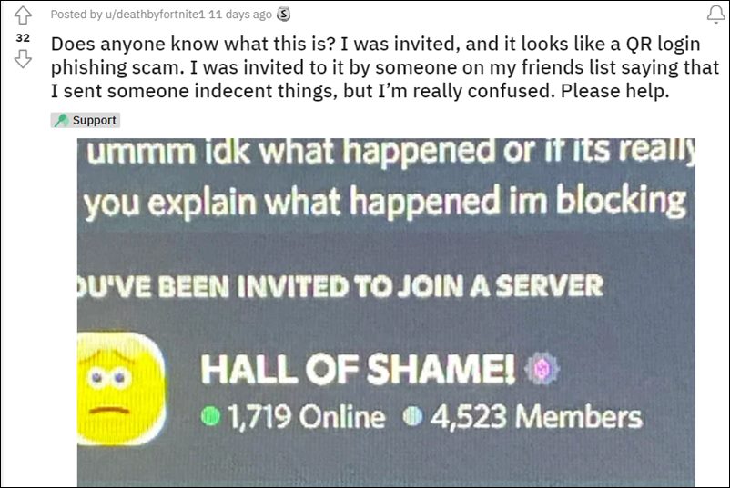 Discord Shame Server scam