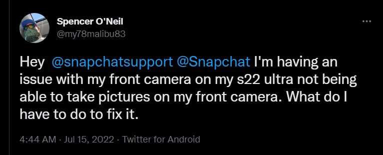 Front Camera not working in Snapchat in Galaxy S22