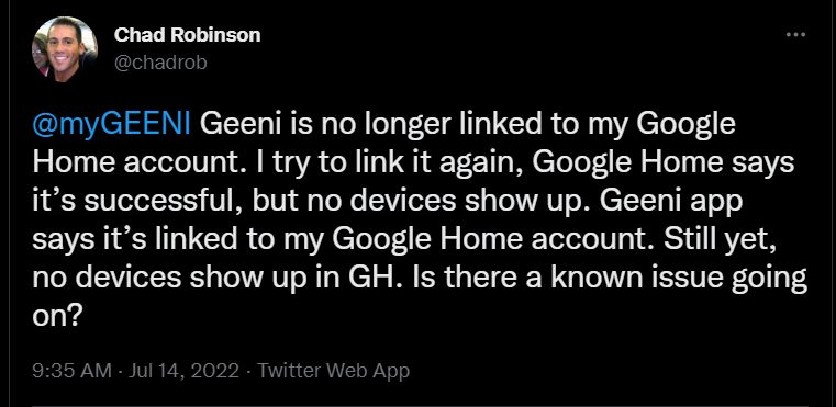 Geeni not working with Google Home