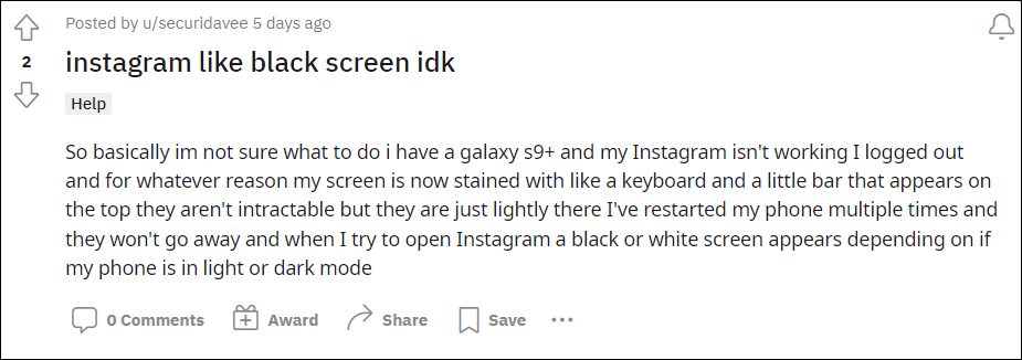 Instagram Stuck on White Screen