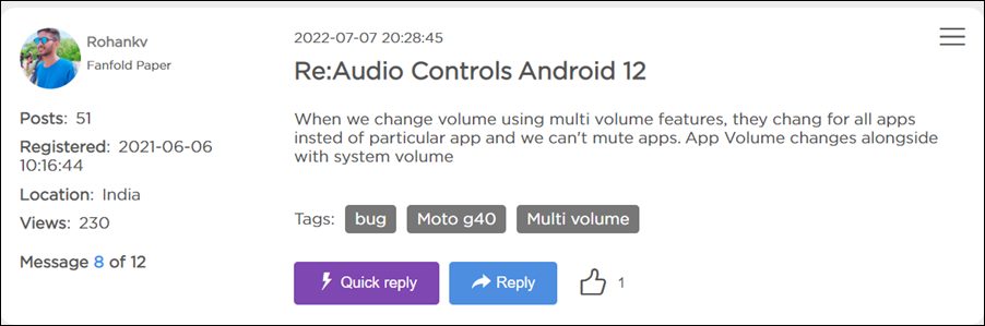 Multi Volume in Moto G60 android 12