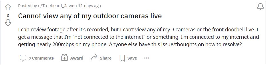 SimpliSafe Outdoor Camera Delayed Live View
