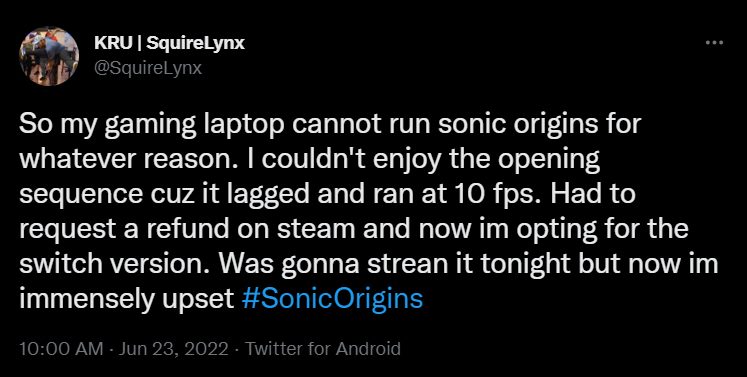 Sonic Origins lag and low FPS