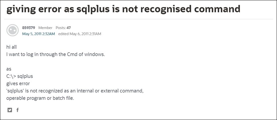 sqlplus is not recognized as Internal or External command