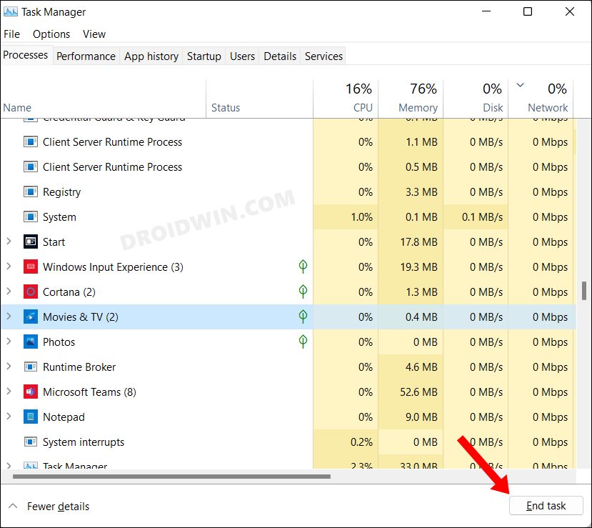 Stop Suspended Process in Windows 11