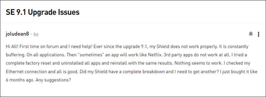 netflix not working Nvidia Shield TV version 9.1 update
