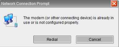 Error 633 - the modem (or other connecting device) is already in use