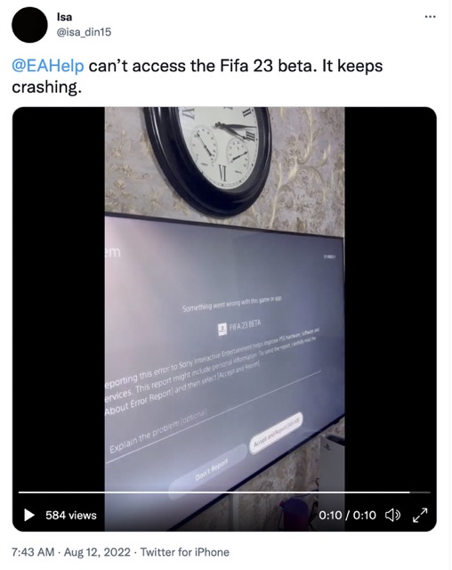 FIFA 23 Beta Crashing