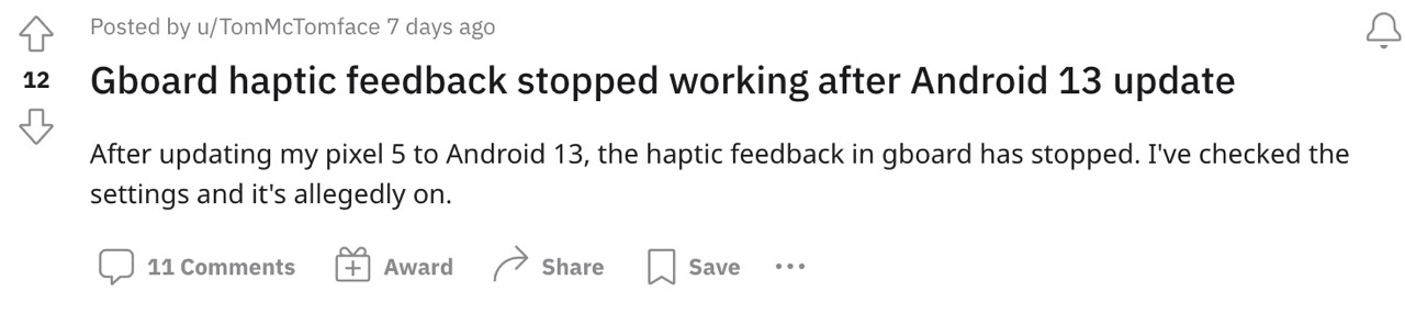 Haptic Feedback not working in android 13