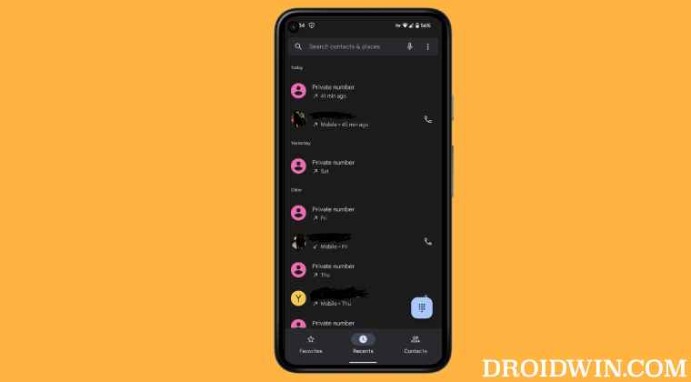 Pixel 6 Pro Private Number Contact