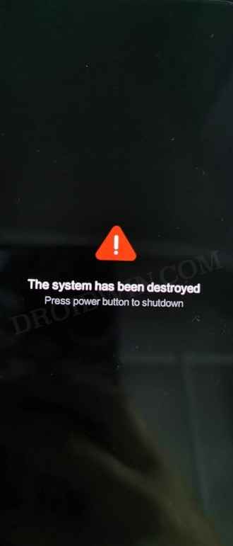 The system has been destroyed error Xiaomi
