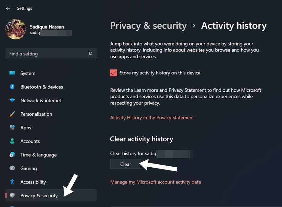 How to Clear Activity History in Windows 11 - 77