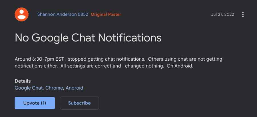 Google Chat not working