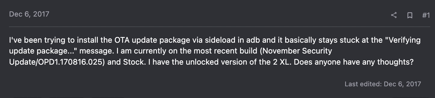 ADB Sideload stuck on Verifying update package