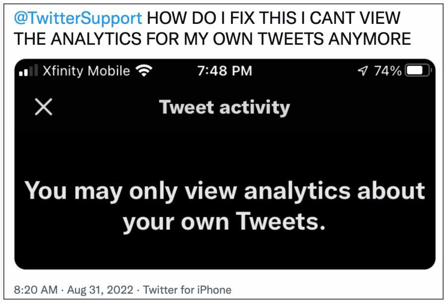Twitter You may only view analytics about your own tweet