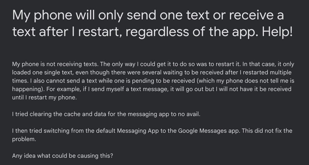 Receiving Text Message after Restart