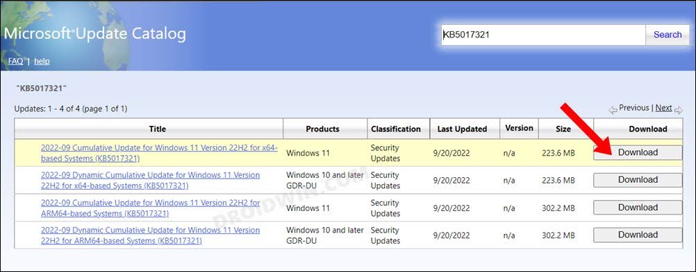 Windows 11 Version 22H2 KB5017321 Download error 0x800f0806