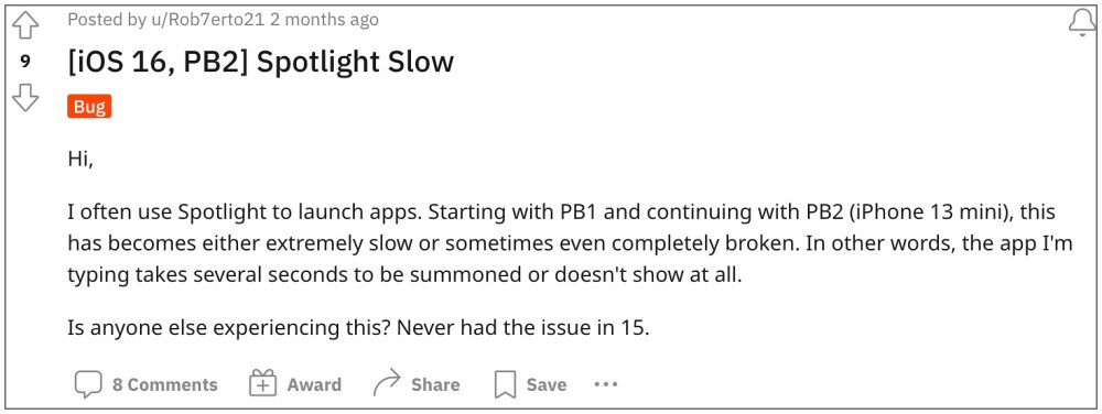 iOS 16 Slow Spotlight Search