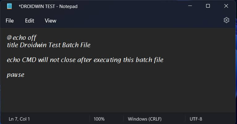 stop cmd batch file from closing