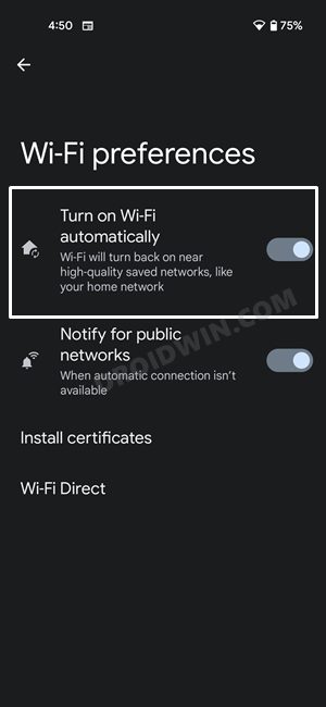 wifi not working android 13