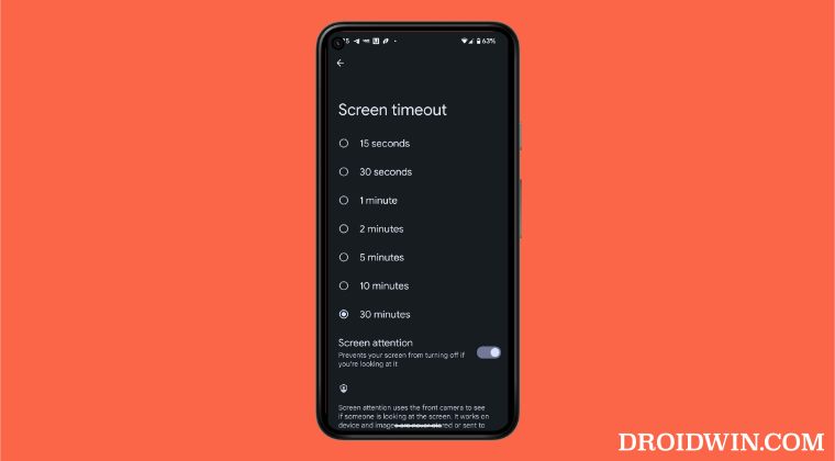 Increase Screen Timeout Duration on android