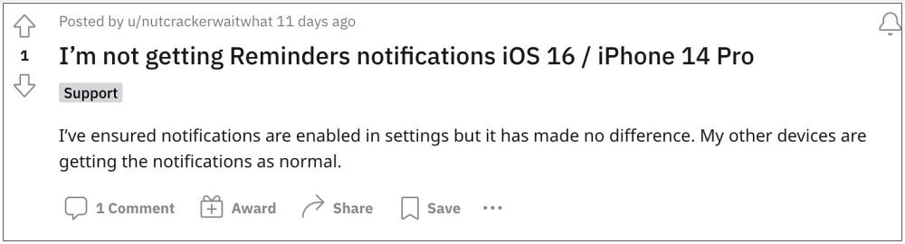 Notifications not working in iPhone 14 Pro