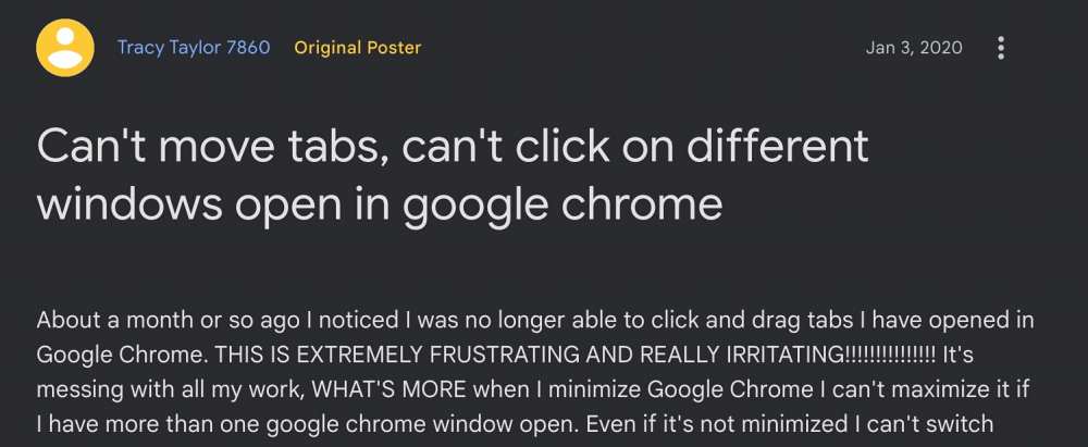 Cannot Move Tabs in Chrome