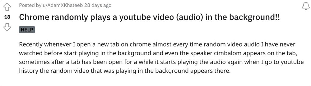 Chrome playing YouTube audio in the background