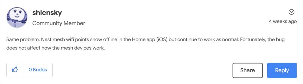 Google Nest WiFi points offline in Google Home