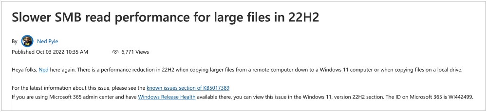 Slow SMB File Transfer in Windows 11 22H2