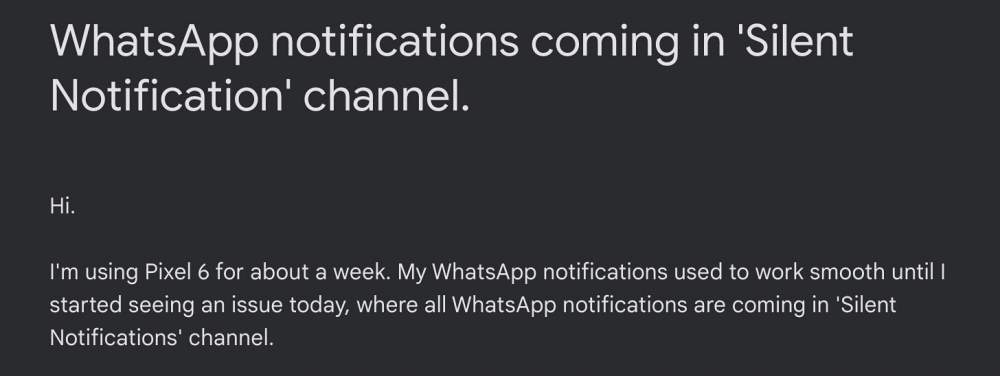 whatsapp notifications silent