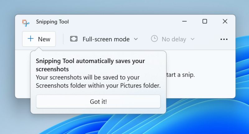 Disable Automatic Save of Screenshots in Snipping Tool