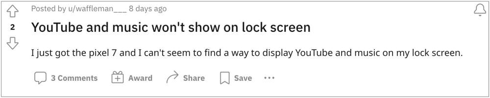Pixel 7 Pro lock screen media controls missing