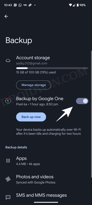 Google Backup not working on Android