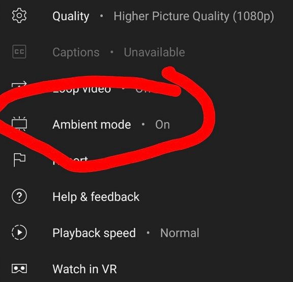 Disable Ambient Mode on YouTube